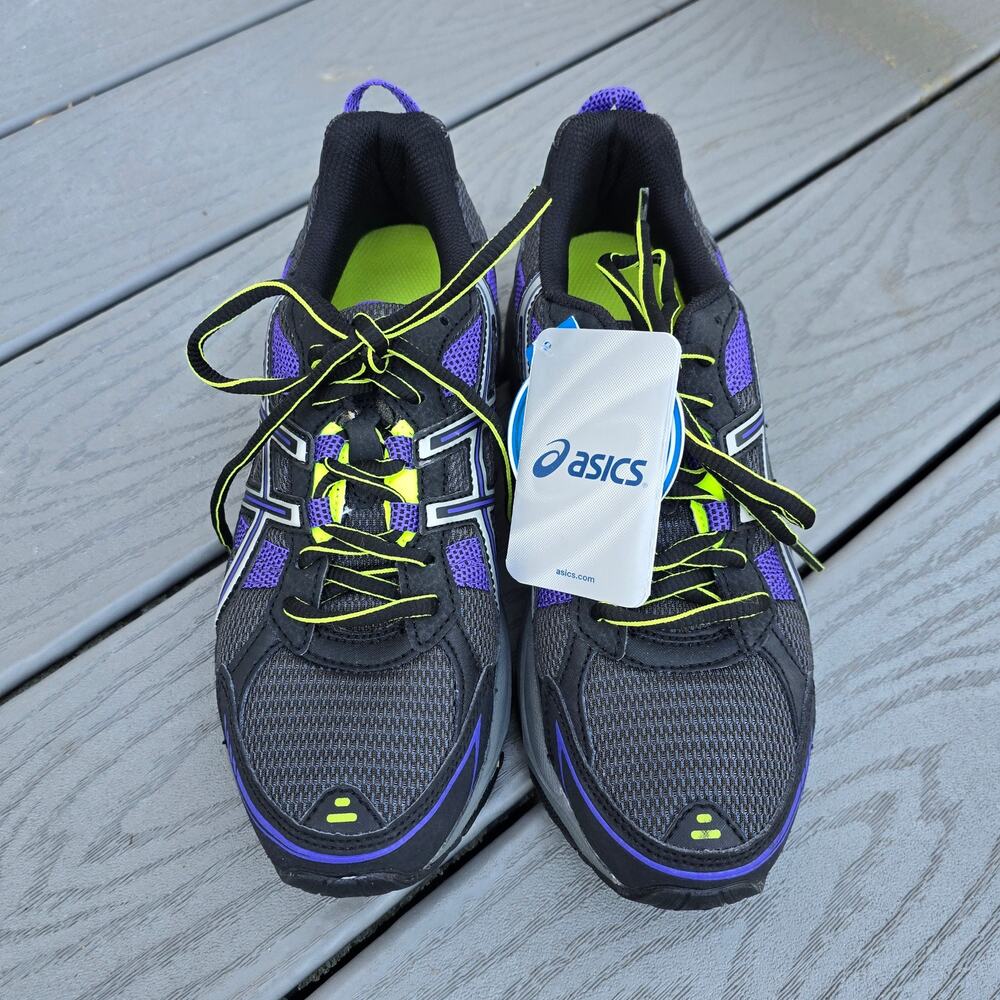 NWT, Asics Women's Gel Venture 4 Trail Running Shoes Black/Purple, Size 7.5